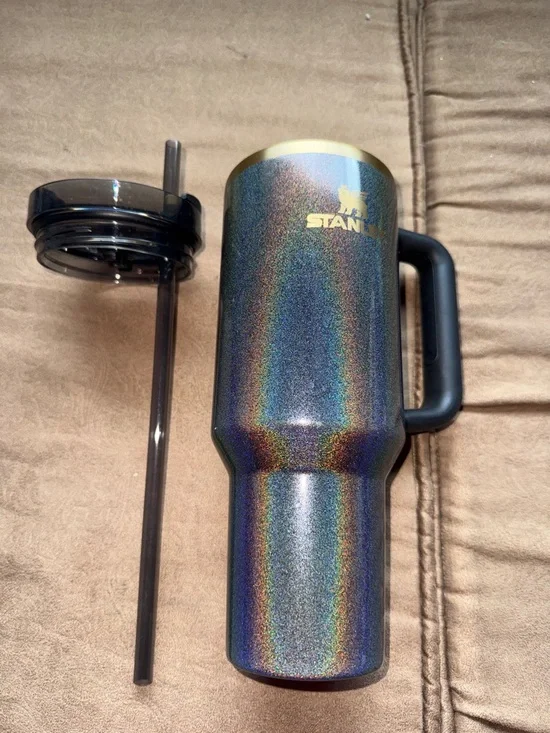 Stanley Iridescent Rainbow Glitter Travel Tumbler with Handle - Picture 1 of 5